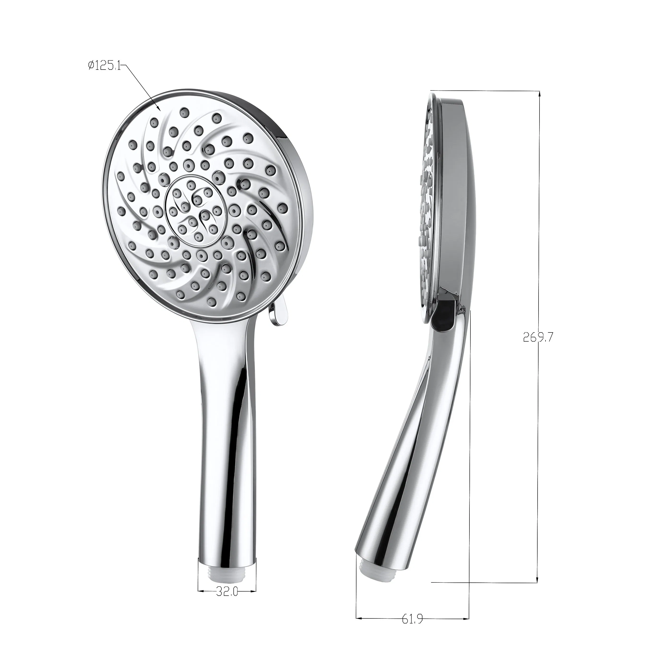New Design Hand Shower 4 Setting Spray Handshower Showerhead for Shower