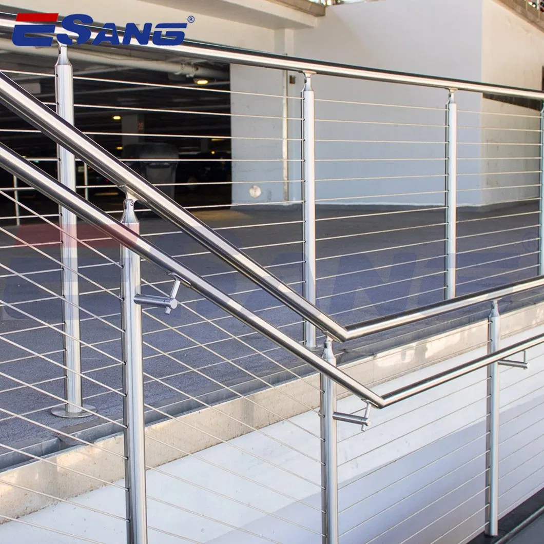 Esang 304 316 Stainless Steel Brushed Finish Stair Handrail Balustrade Wire Cable Railing