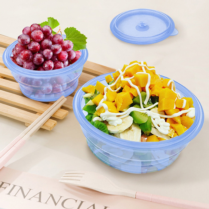 Retractable Outdoor Lunch Box, Sealed Fresh-Keeping Box, Microwaveable Lunch Box, Round Silicone Collapsible Lunch Box