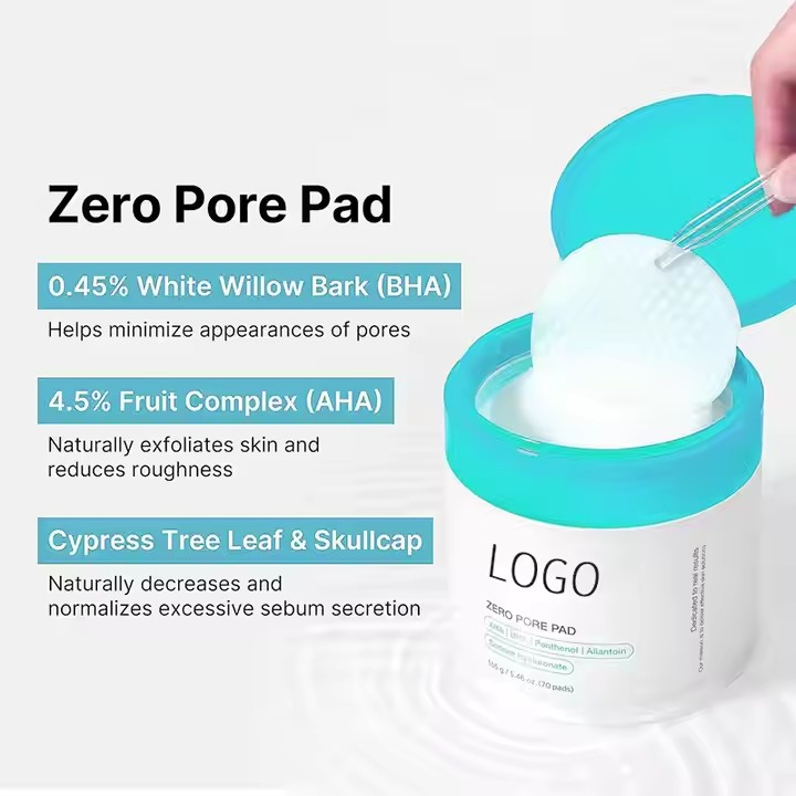 OEM Aha BHA Acne Treatment Collagen Moisturizer Kojic Acid Pads Face Pad Whitening Exfoliating Toner Pads for Face