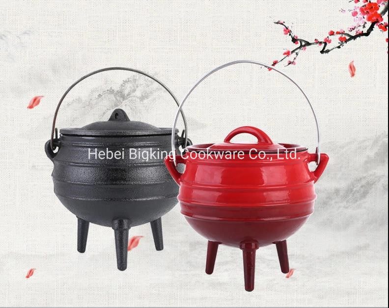 Best-Duty Red Enamel Cast Iron Three Legged Potjie Pot