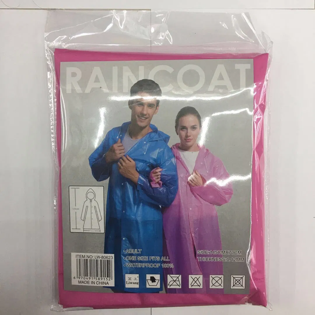 Promotional Waterproof Clothing Outdoor Adult Sports Work Wear PEVA 130g Rainwear Advertising Poncho Raincoat with Logo Printing