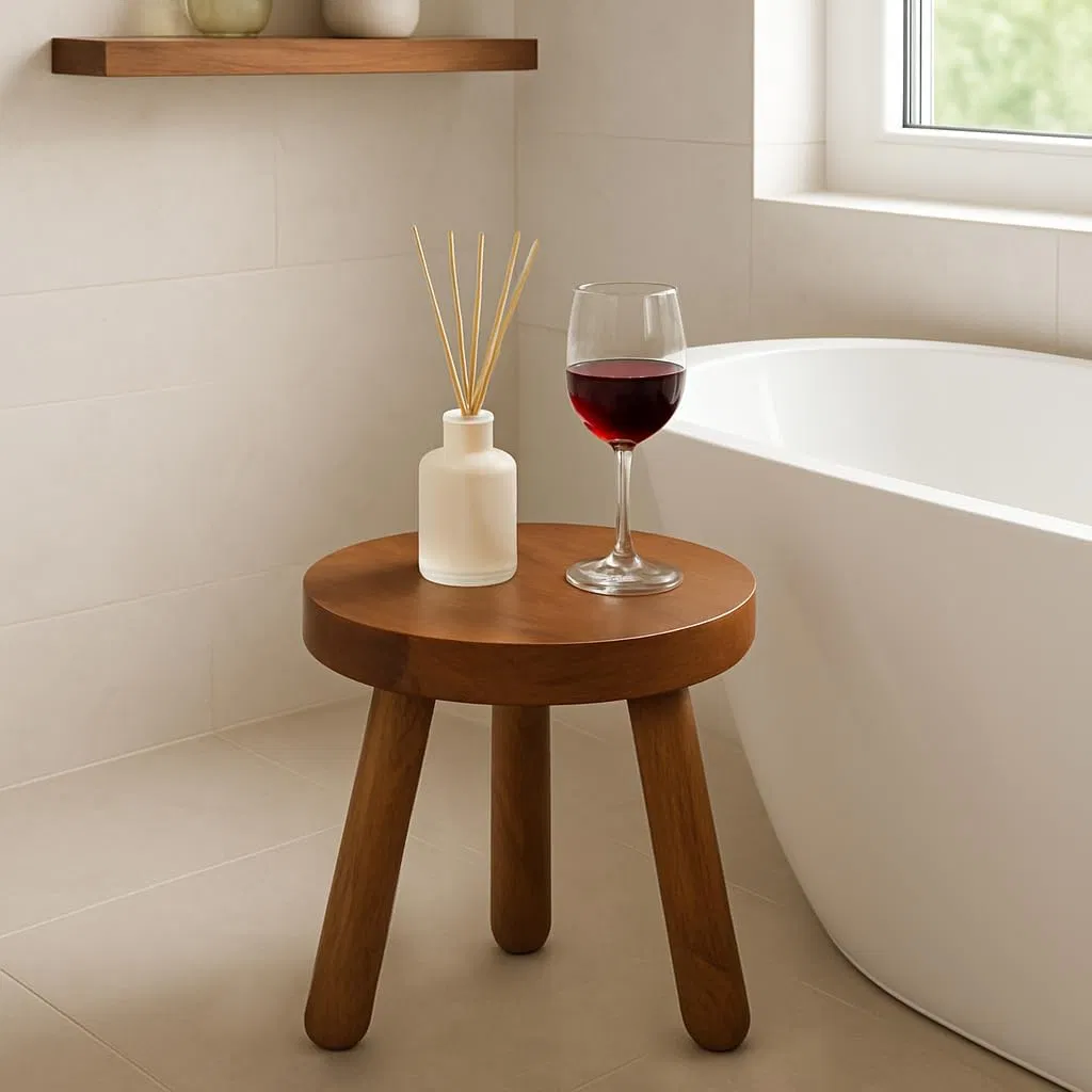 Elegant Solid Wood Stool Plant Stand Compact for Home Decor