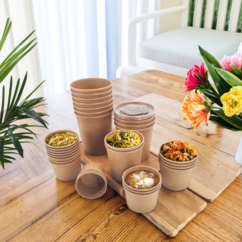 Disposable Takeaway Food Container Noodle Hot Soup Cup with Lid