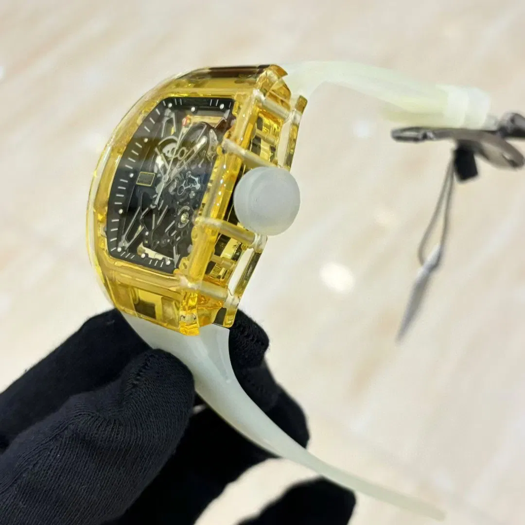 Mirror Quality Watch Designer Blue Crystal Gemstone Mirror Waterproof Yellow Ceramic Watch