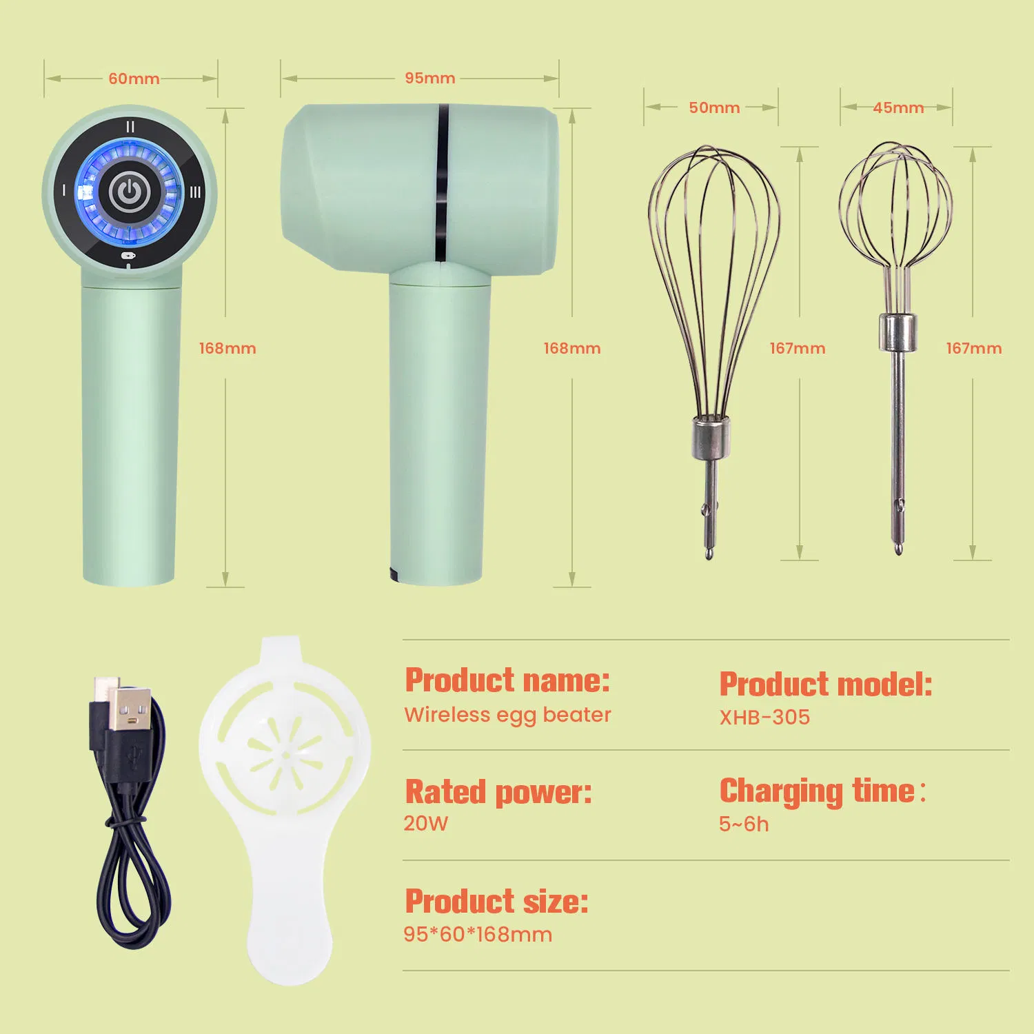 Мини-венчик электрический для кухни, перезаряжаемый