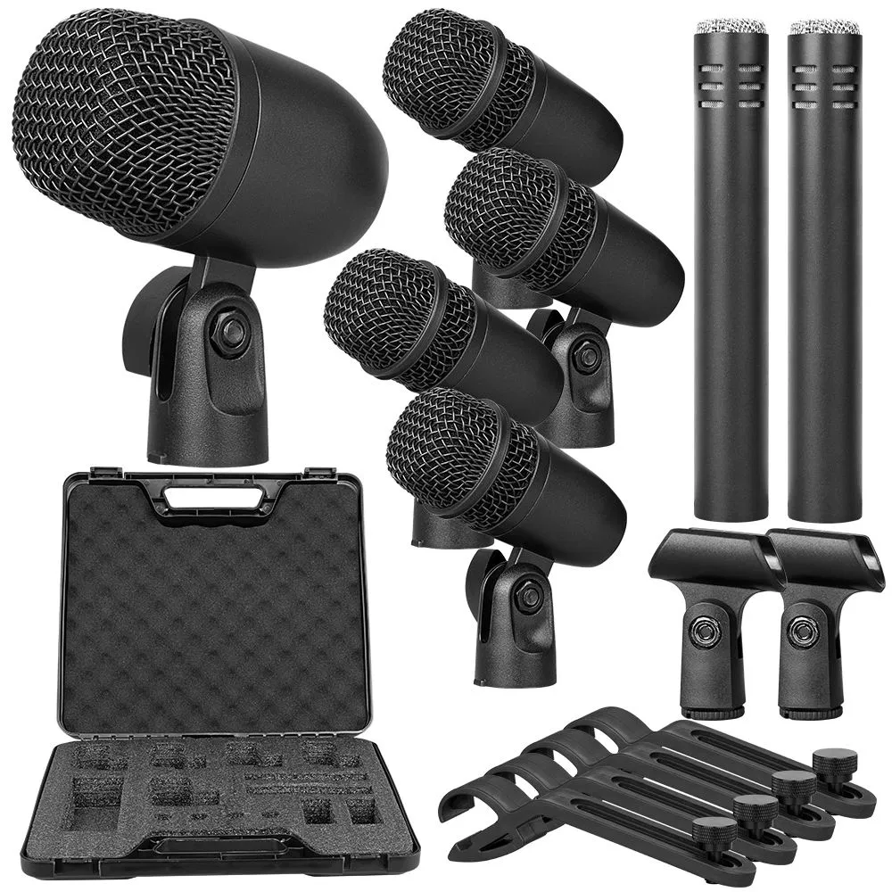 Professional Drum Microphone Kit with Metal Wired Design for Stage Use