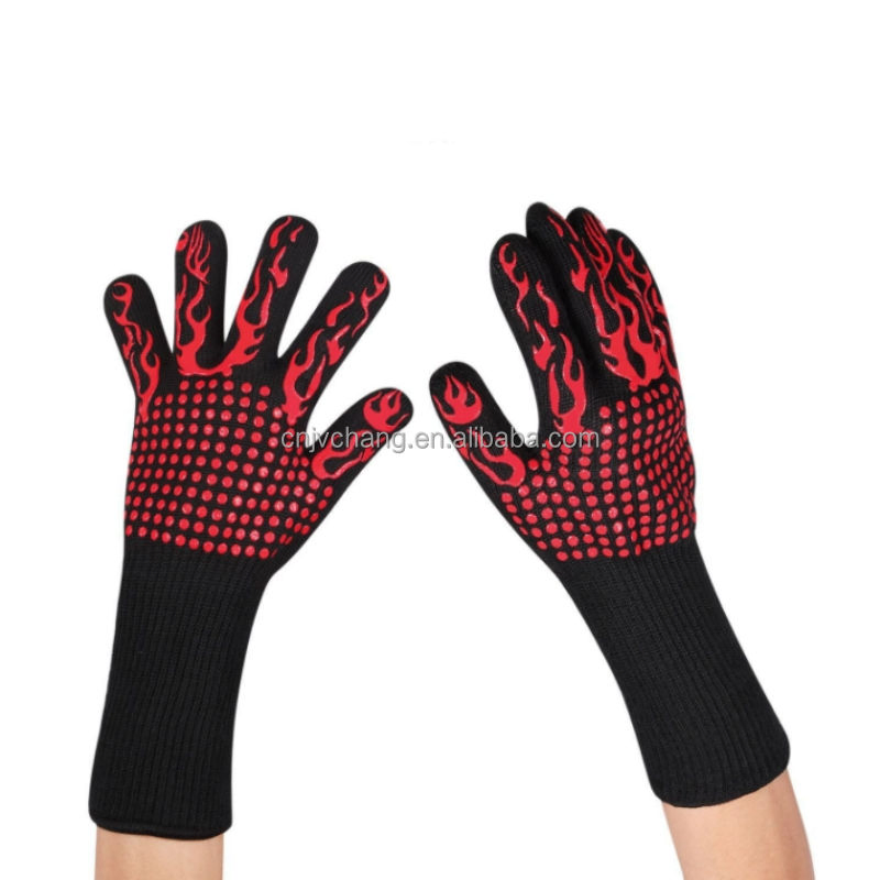 Heat Resistant Gloves BBQ High Temperature Gloves Kitchen Mitts for for Barbecue Cooking Baking Cutting