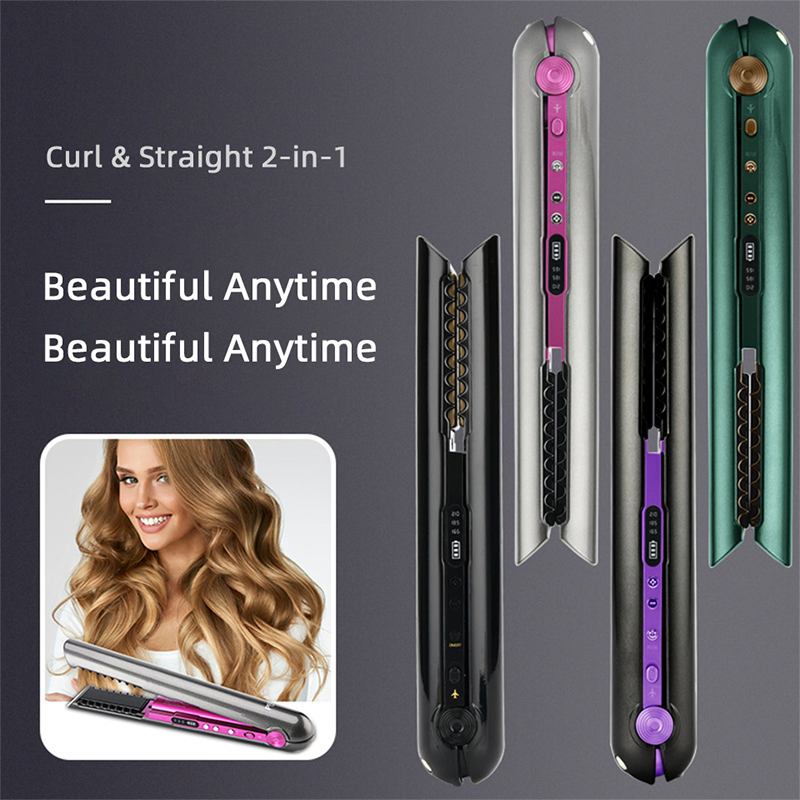 Cordless USB Rechargeable Mini Hair Straightener & Curler