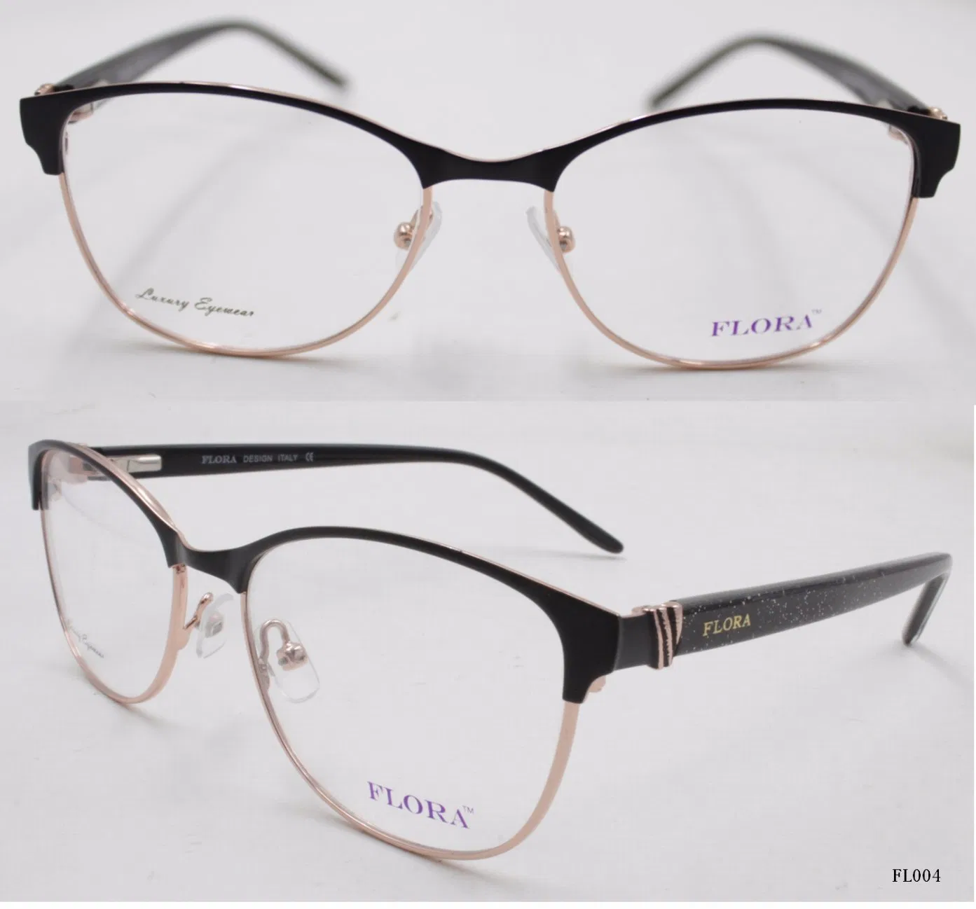 Lady's Stainless Steel Metal Frames with Acetate Temple (MOD. FL004)