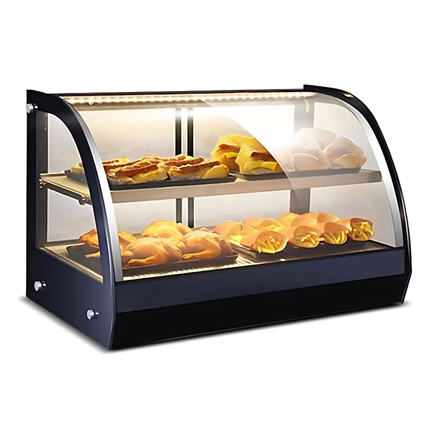Modern Curved Glass Food Warmer Display Cabinet with Sleek Design for Buffet and Restaurant Use