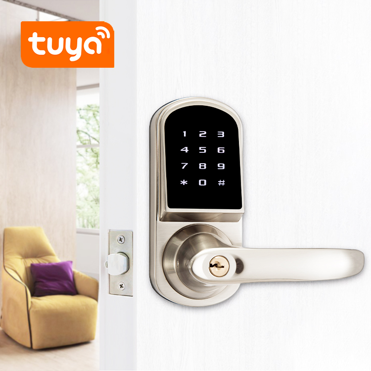 Bluetooth Keyless Go APP Tuya WiFi Access Smart Code Card Door Lock Handle Lock