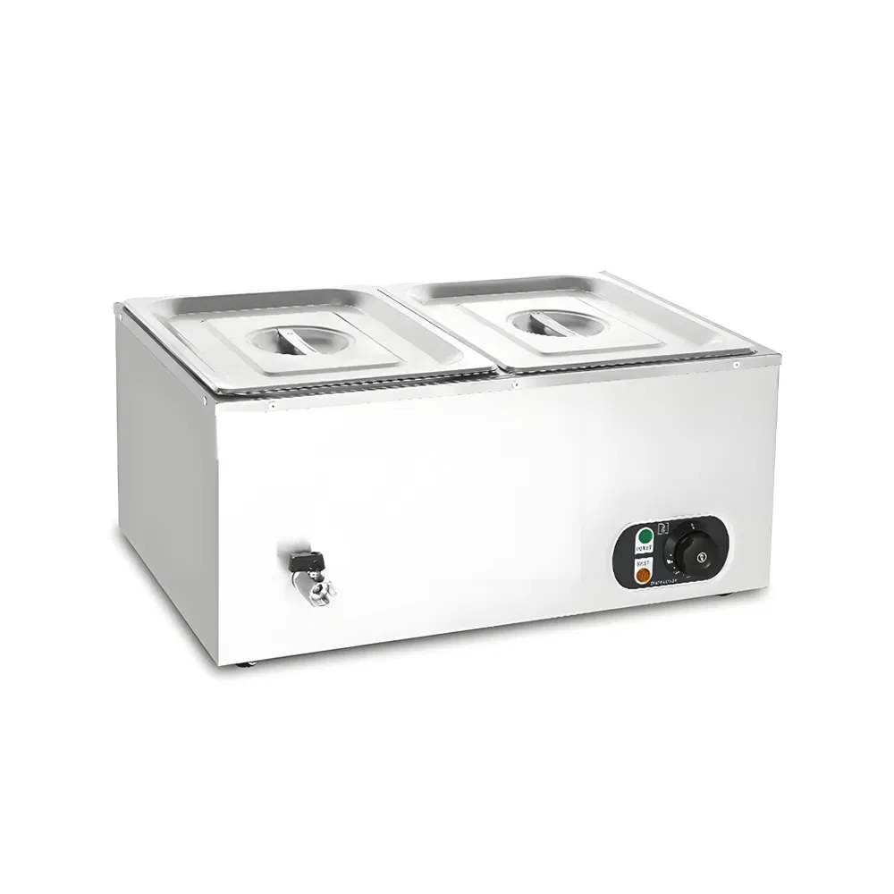 Commercial Electric 1500W Stainless Steel Bain-Marie Set Two-Tank Food Warmer for Buffet