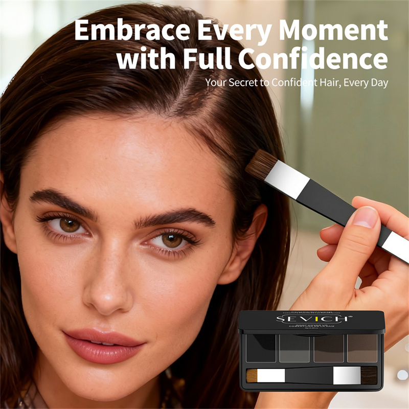 Professional Hairline Concealer Powder Custom Logo Instant Root Touch up Black Brown Hair Loss Fiber Powder with Brush