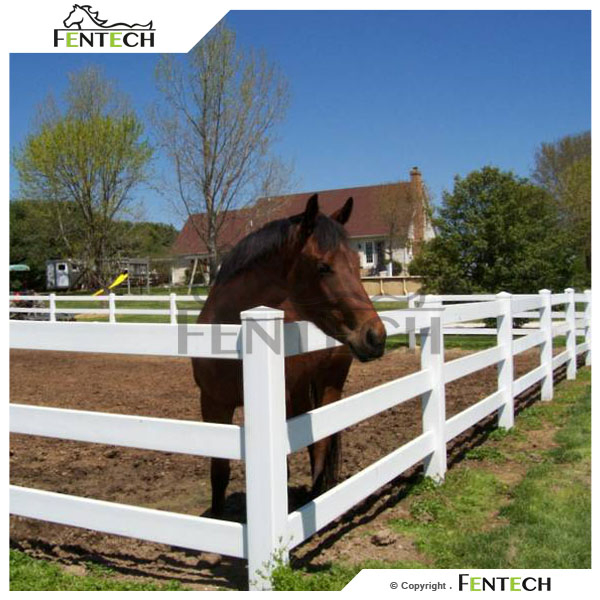 Hot Sale 3 Rail PVC Horse Fence White Vinyl Horse Fence