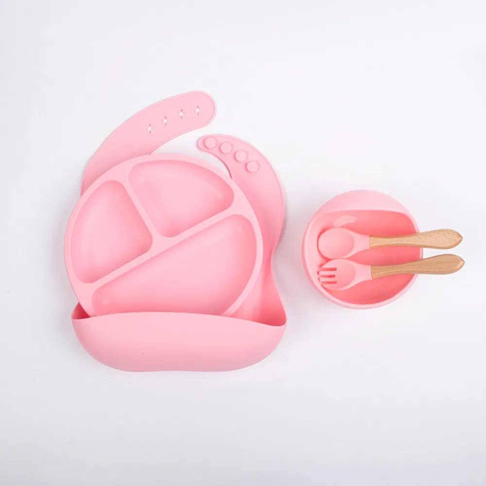 User-Friendly Silicone Dinner Plate Bowl Fork Spoon Children Tableware