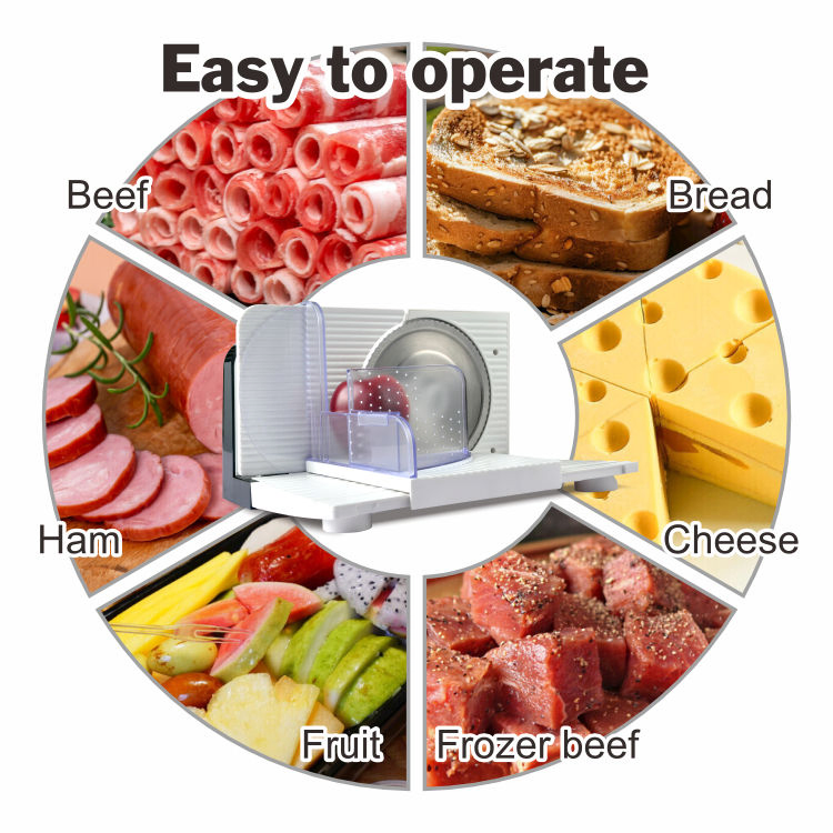 Factory Supply Electric Manual Food Slicer DC Motor White Portable Outdoor Household Restaurant 170mm Stainless Steel Blade Meat Slicer