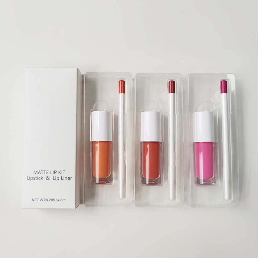 Wholesale Matte Liquid Lipstick Set with Lip Liner Makeup Gift Custom Waterproof Lip Gloss Lip Kit Sets