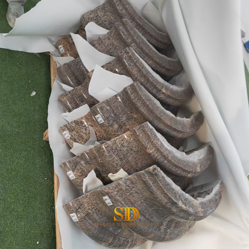 Exterior Big Granite Columns Hollow Brown Granite Pillars for Outdoor Facade Decoration