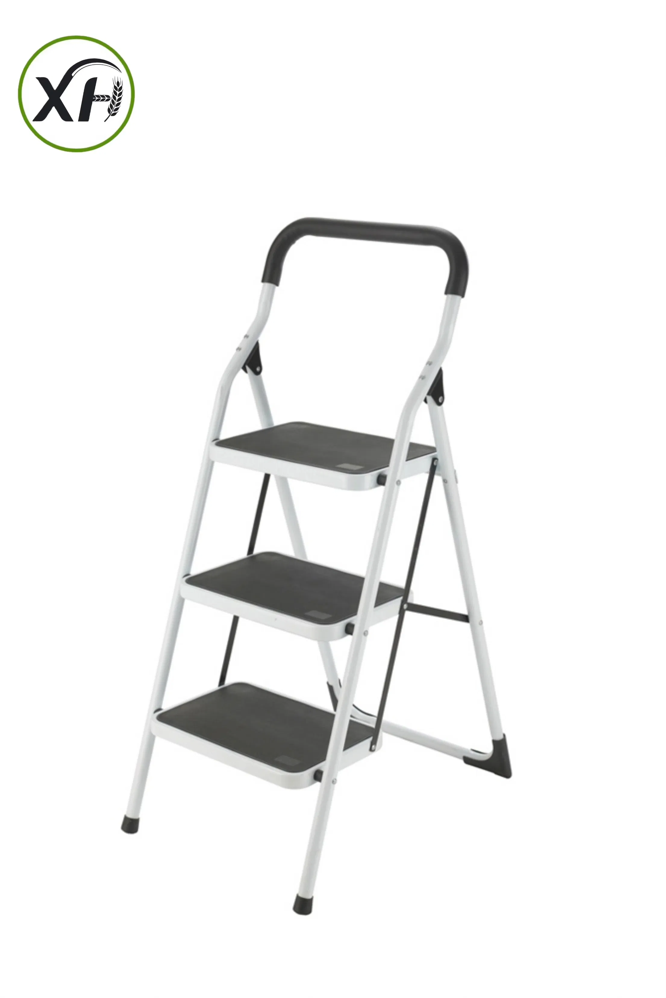Right-Angle Non-Slip Armrest Ladder Household Iron Folding Ladder (with anti-slip foot pads, pedals and handrails)