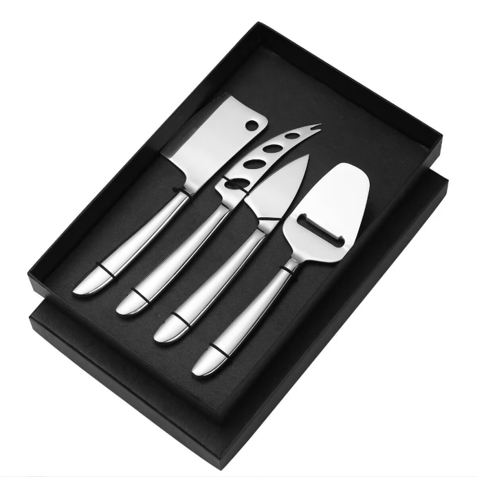 Stainless Steel Cheese Knife 4-Piece Set, Multi-Functional Cheese Planer Knife