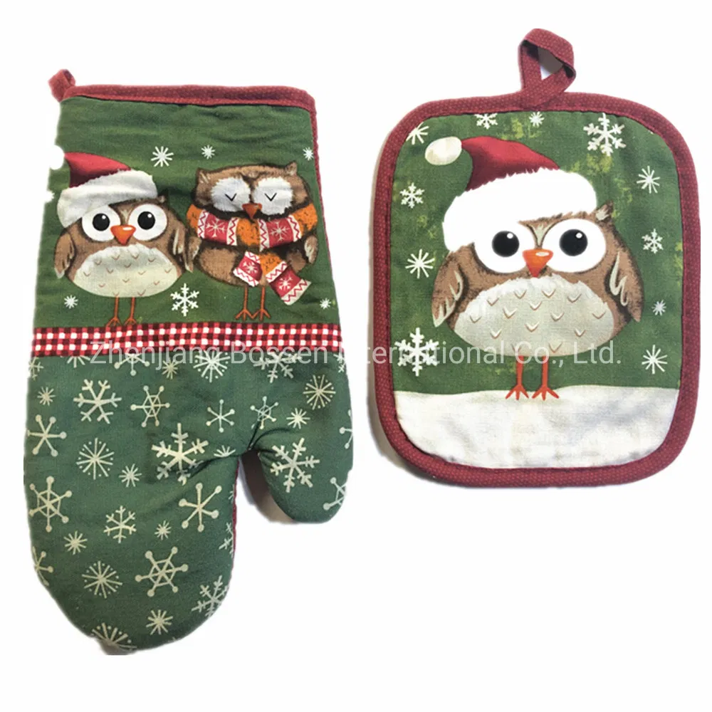 OEM Custom Print Polyester Cotton Oven Mitts Glove Oven Mitten