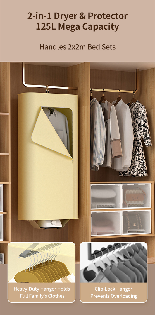 No Installation Home Clothes Dryer Wardrobe Timer Air Dryer with Clothing Hanger