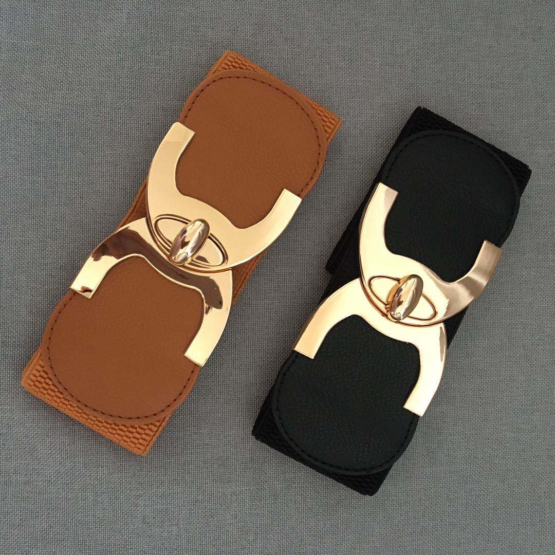 Пояс женский эластичный полиуретан тонкий с пряжкой черно-белый