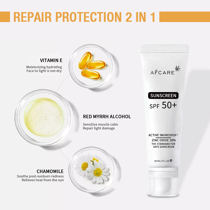 Private Label Whitening Waterproof 20% Vitamin E Face SPF 50 Sunscreen Cream