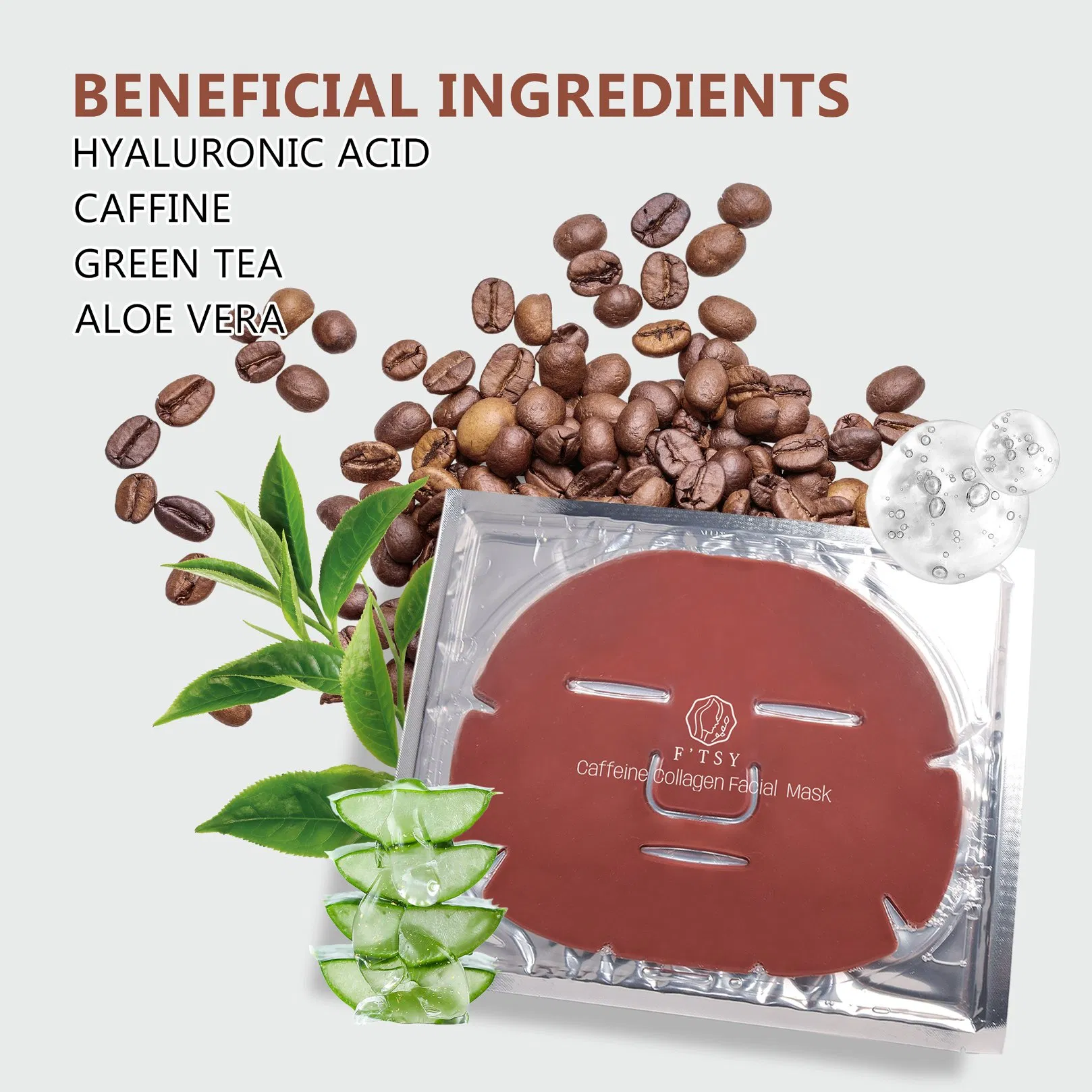 OEM Hydro Gel Face Mask Face & Body Mask Disposable Facial Caffeine Collagen Sheet Mask