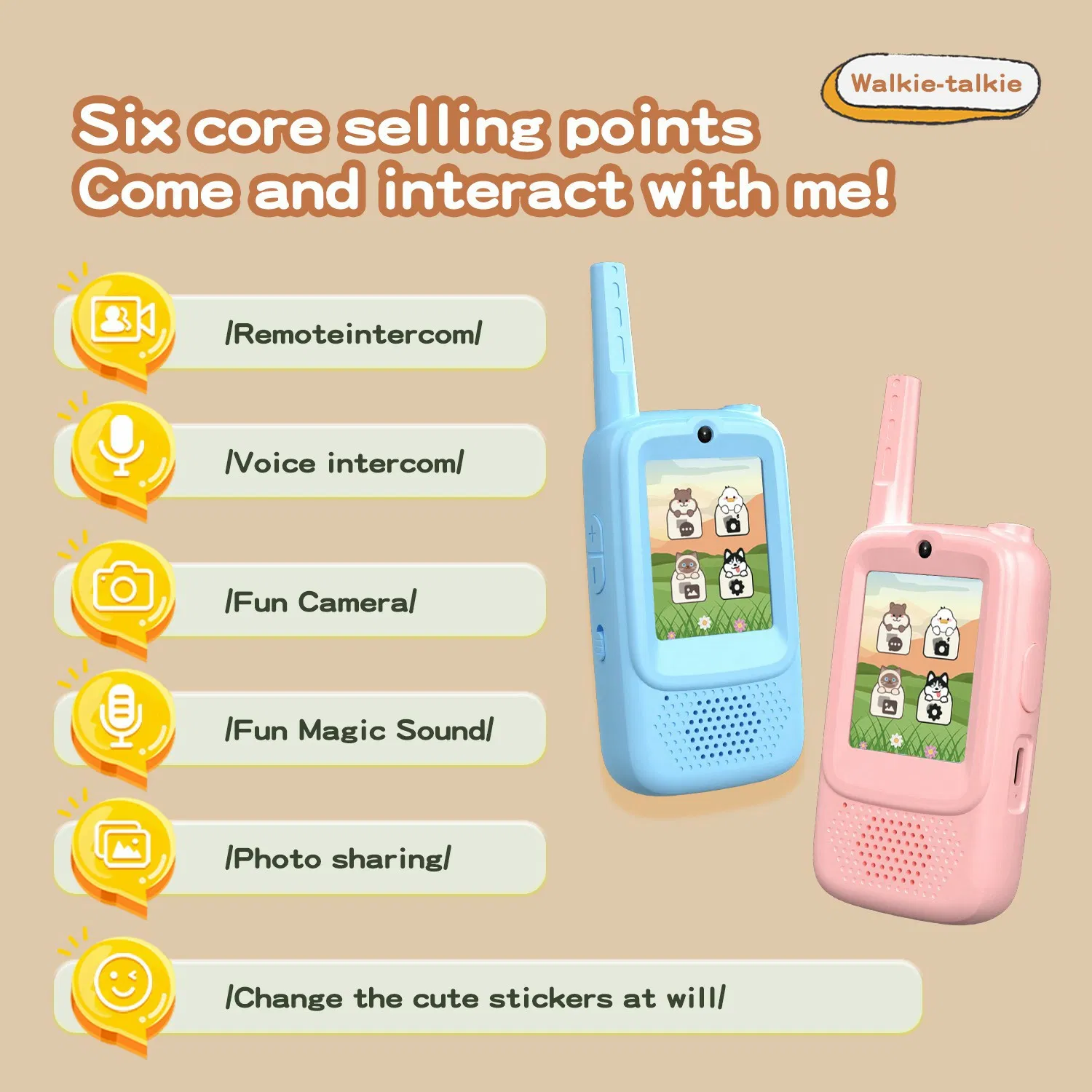 Детская видеорация A1 Kids Walkie Talkie (розовый/синий)