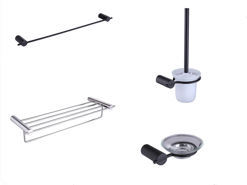 Набор полотенцедержателей матовый черный, настенный