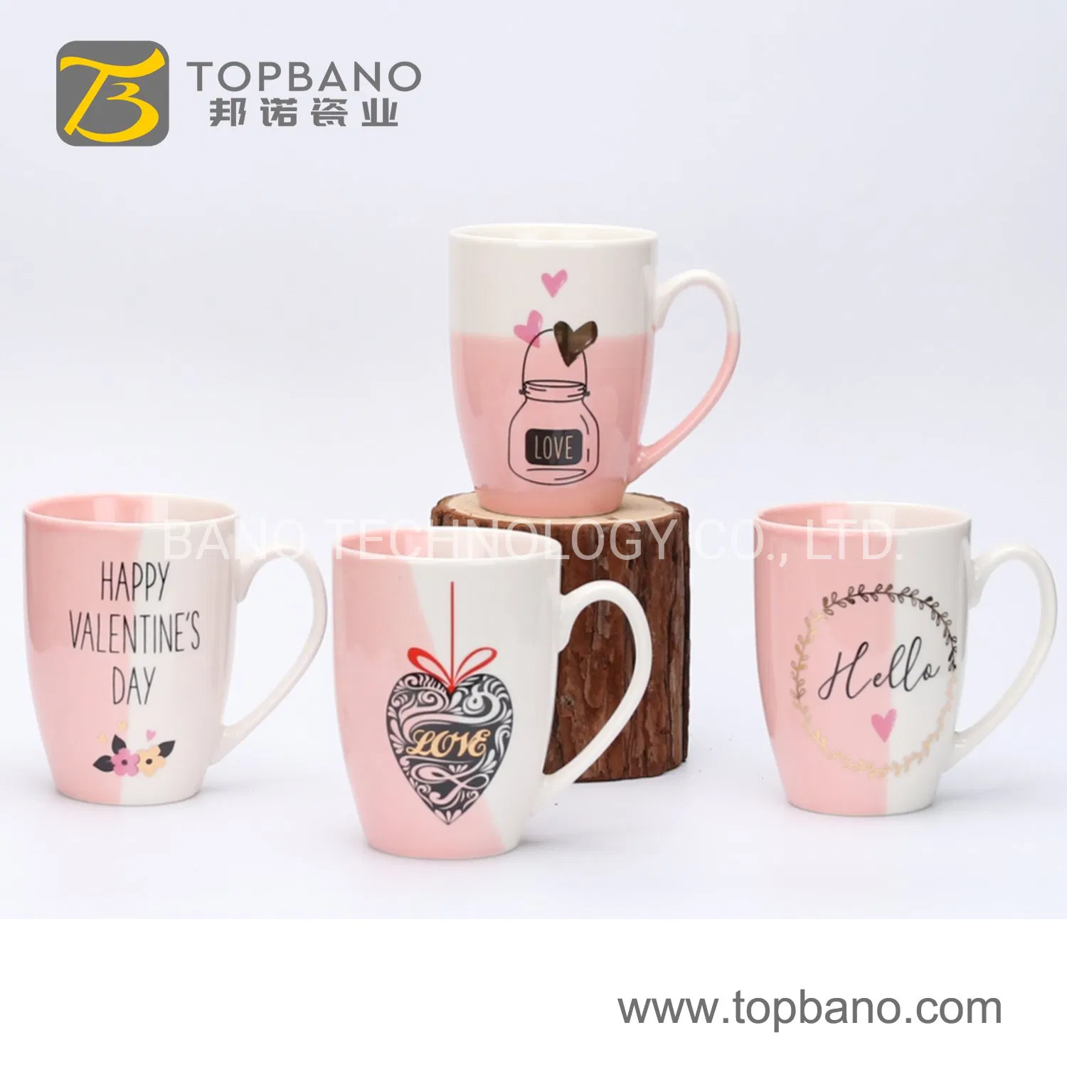 12 Oz White Porcelain with Red Heart Design for Valentine's Gifts Mug