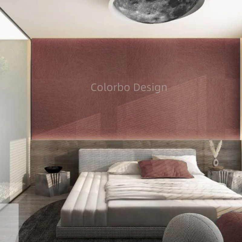 Class A Fire Retardant Interior Acoustic Ceiling Material CBB39 Red Brown Polyester Fiber 9mm Panel