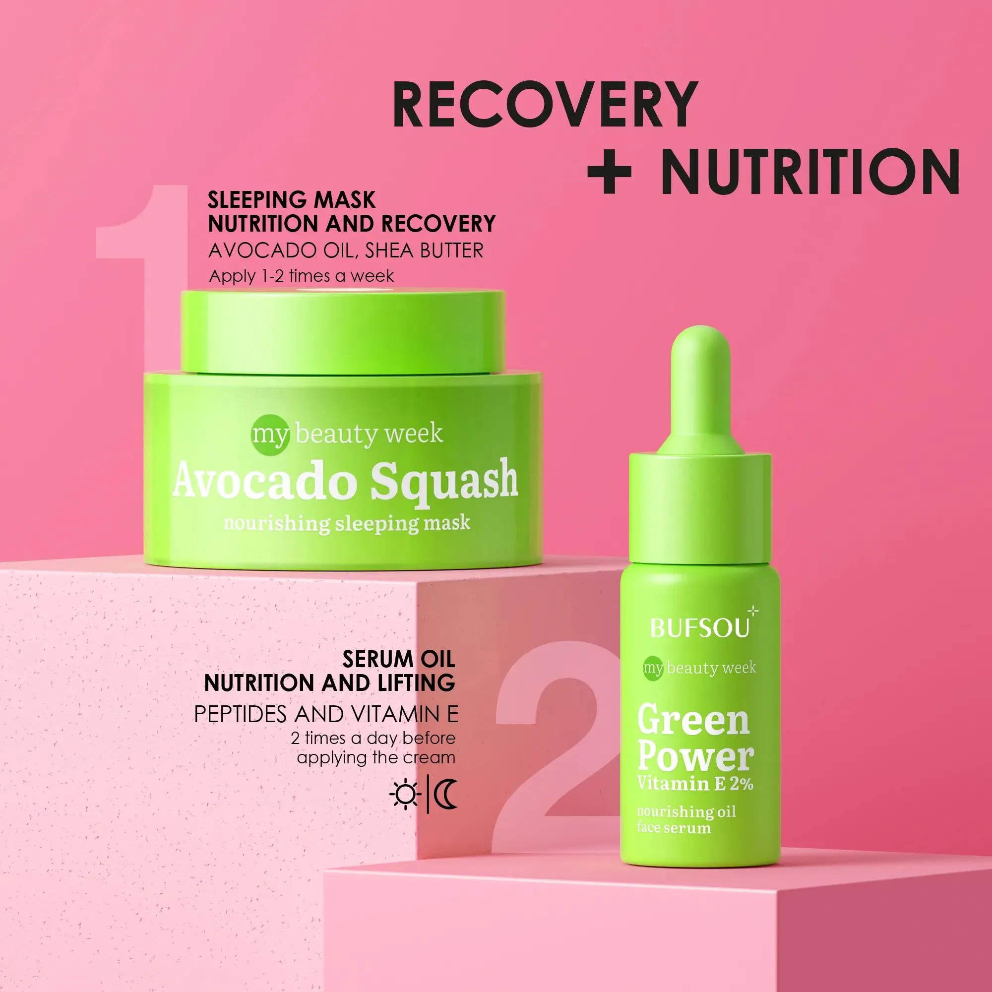 GMP Factory OEM Private Label Skin Care Set Nourishing Sleeping Mask Collagen Vitamin E Anti Aging Peptide Serum Oil Face Serum