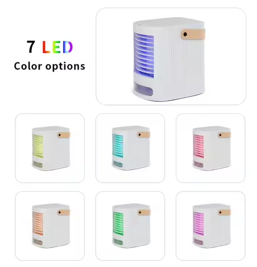 Mini Portable Handheld Desk AC - Rechargeable, Cooler & Humidifier with Bed Fan