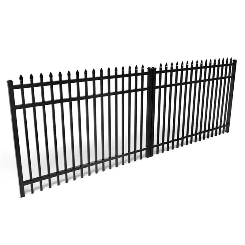 Black Crimp Top Metal Fence Spear Top Fence Steel Picket Fence Steel Fence Tubular Steel Fence Palisade Fence Garrison Fence Industrial Fence Security Fence