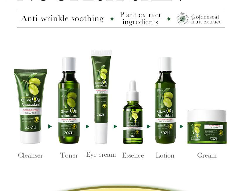 Online Wholesale in Stock Olive Oil Anti-Wrinkle Soothing Whitening Six-Piece Set Anti Aging Facial Kit Skin Care Set Olives Oil Antioxidant Skin Care Set