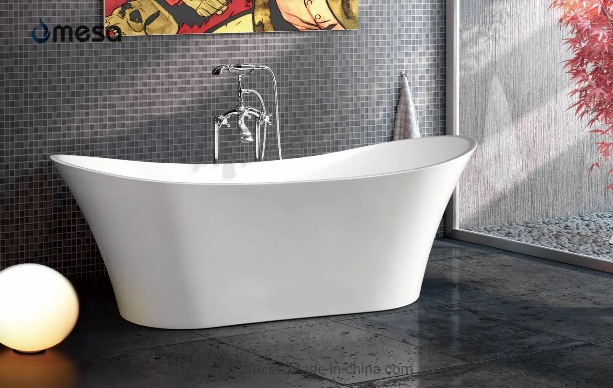 Белая акриловая переносная ванна для гостиниц