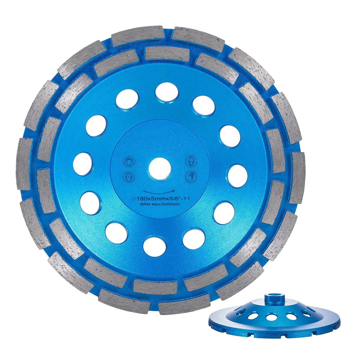 4-1/2 Inch Double Row Diamond Grinding Cup Wheel for Concrete Granite Marble Masonry Brick Fits 7/8 Inch Arbor Diamond Abrasive Wheel for Epoxy Resin Floor