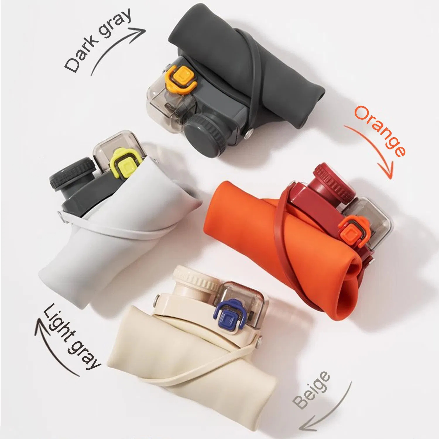 Складная силиконовая бутылка для воды Smiledrink с трубочкой