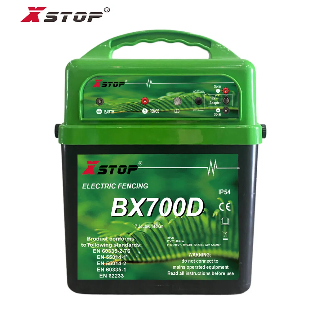 CE Electric Fence Controller 12V Solar Powered Dul Electric Fence Energizer 7.0 J for Farm