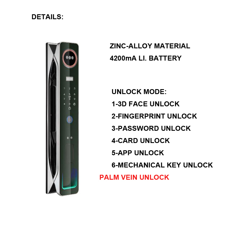 3D Face 4.5" Display Screen Fingerprint Password Economy Smart Lock