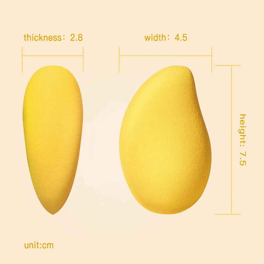 Mango Shaped Fruit Cute Dry & Wet Dual Use Soft Latex-Free Cleaning Beauty Cosmetic Puff Makeup Sponge