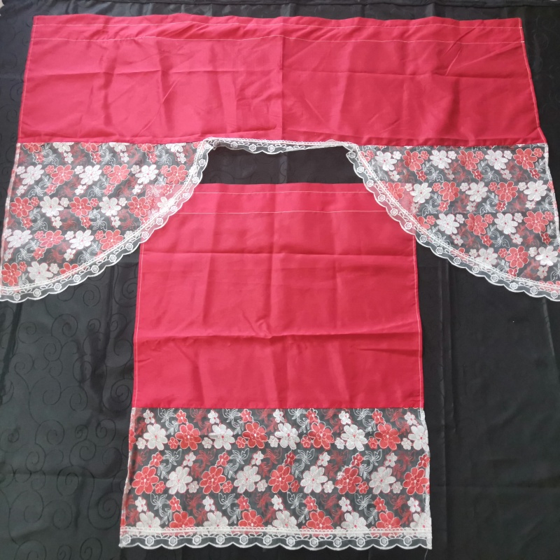 3 Pieces Digital Printing Swag Kitchen Curtain Valance and Tier Panels Set