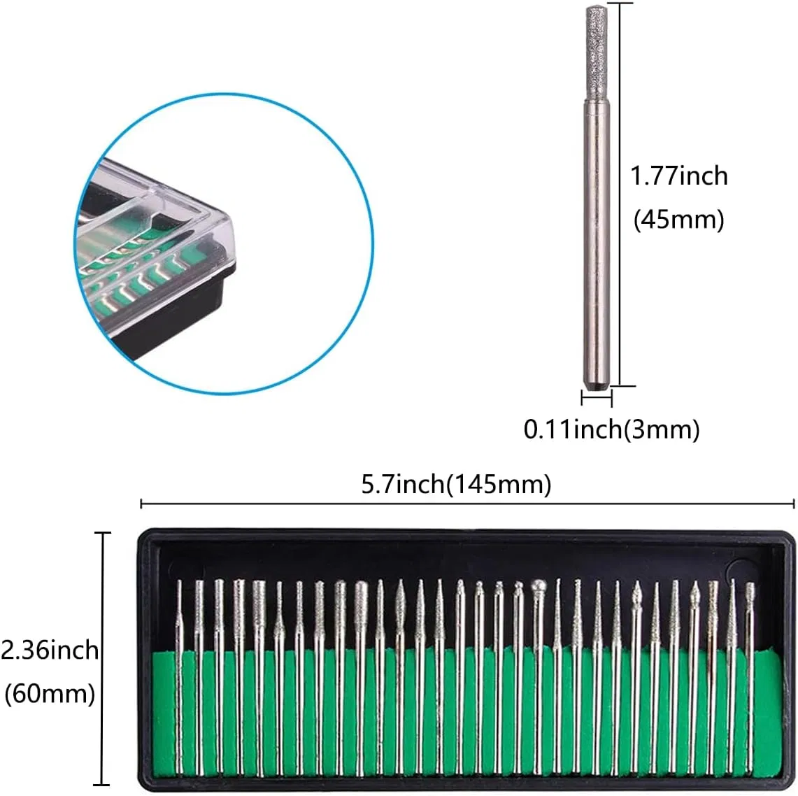 Diamond Burr Bits Carving Drill Bits for Rotary Grinding Engraving Carving