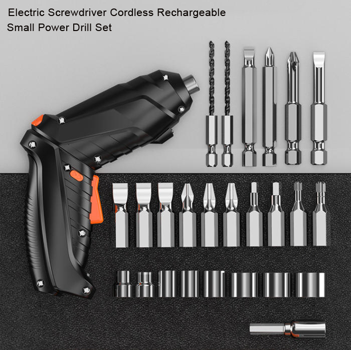 Ht011 Power Drill Set Cordless Rechargeable Small Power Drill Set Electric Screwdriver