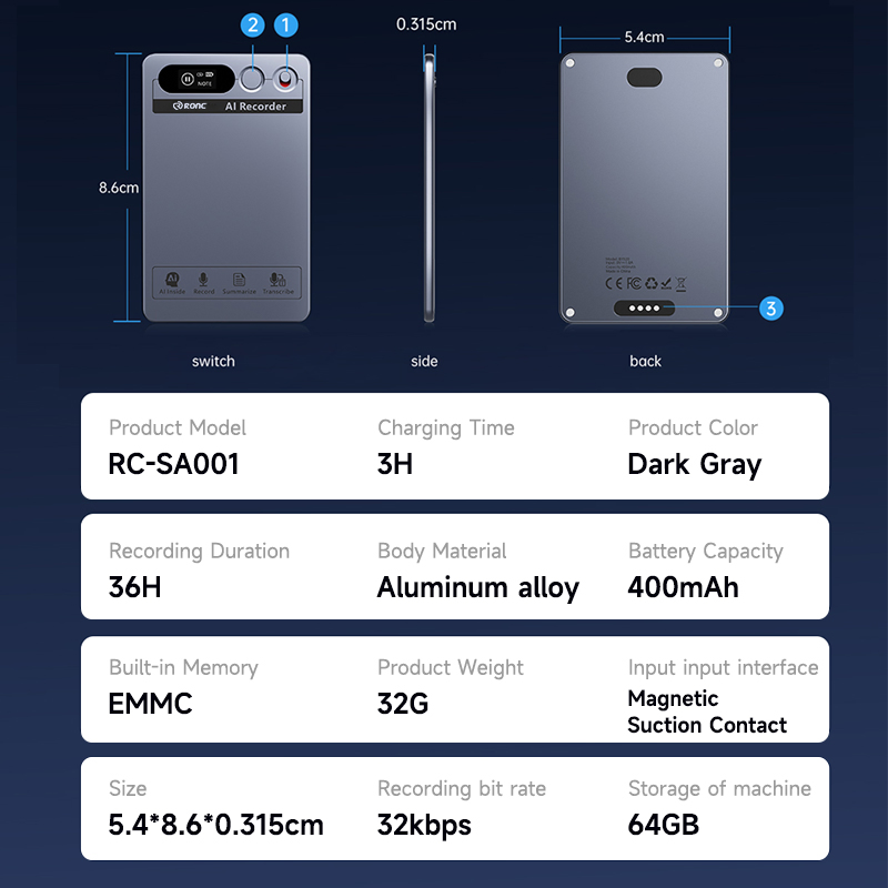 Ultra Silm Digital Ai Voice Recorders Chatgpt Vice Transcription Memos Mini Ai Voice Recorder