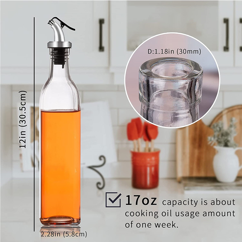 250ml 500ml 750ml Round Square Glass Olive Oil Bottle with Dispenser