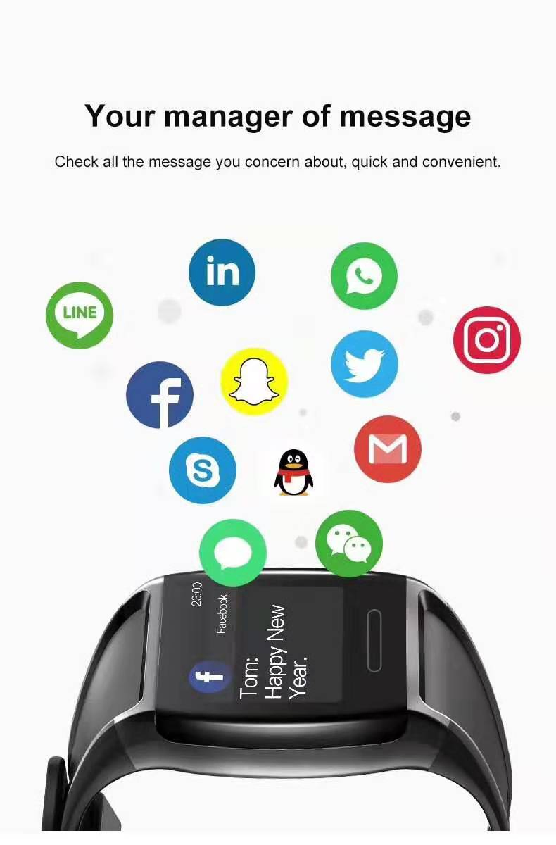 V2 1.3inch 24h Heart Rate Blood Pressure Oxygen Monitor Sport Smart Watch